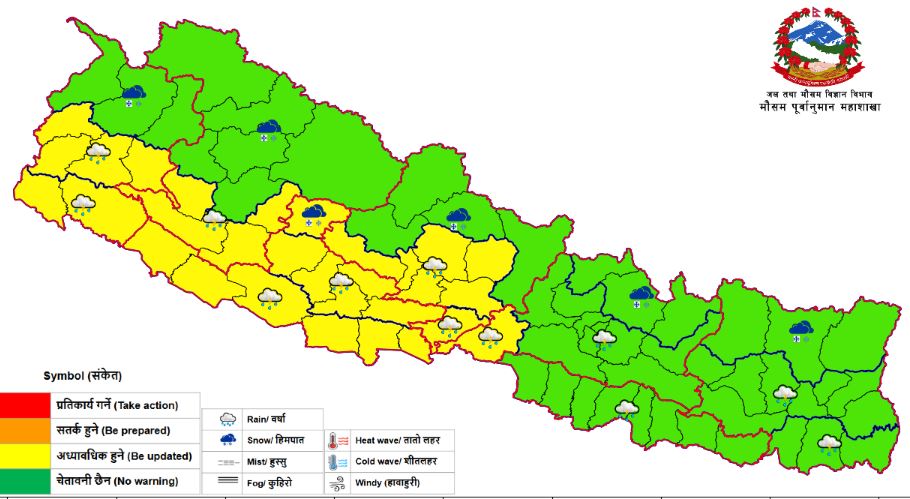 लुम्बिनी, कर्णाली र सुदूरपश्चिममा ठूलो वर्षाको सम्भावना