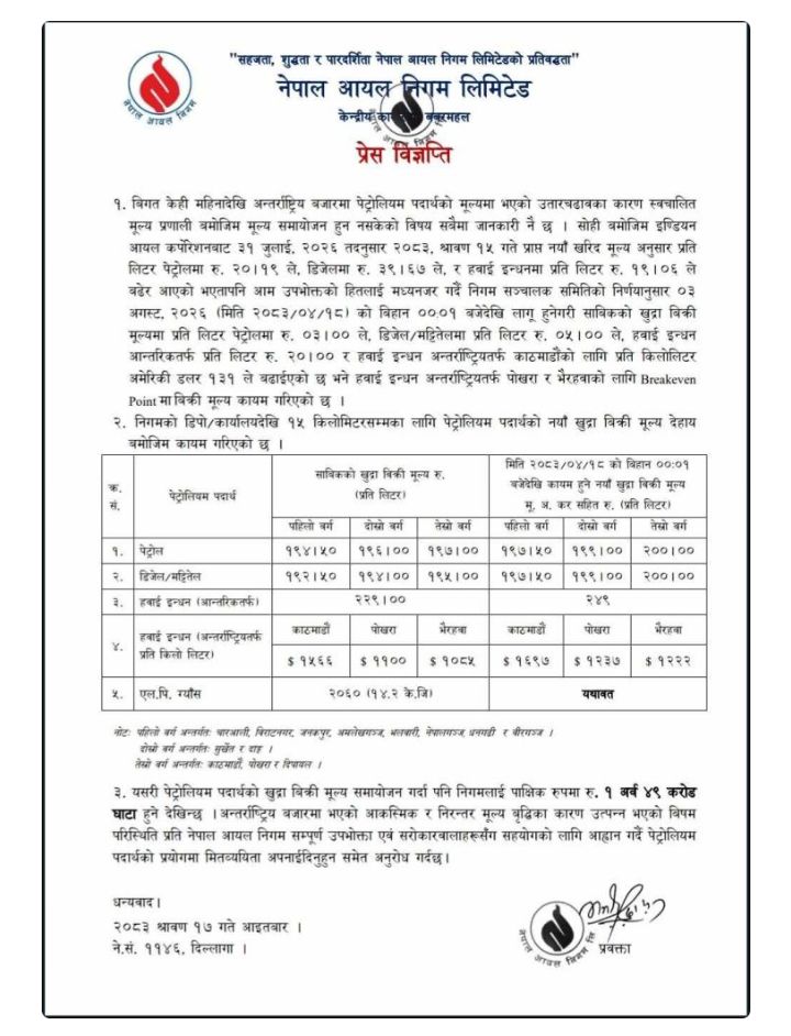 पेट्रोलियम पदार्थको बढ्यो मुल्य ,के मा कति ?