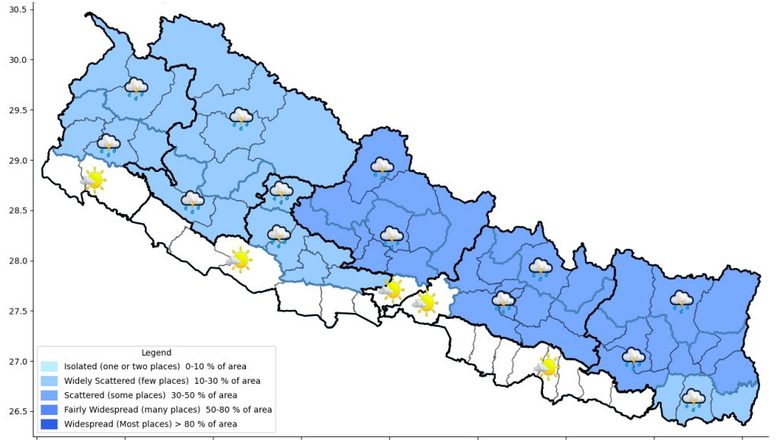 आज देशका केही ठाउँमा चट्याङसहित वर्षा हुने