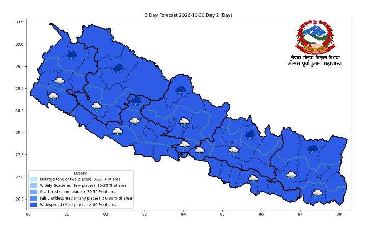चक्रवात ‘अर्नब’ र पश्चिमी वायुको प्रभाव: तीन प्रदेशमा भारी वर्षाको सम्भावना, भोलिदेखि मौसममा केही सुधार हुने